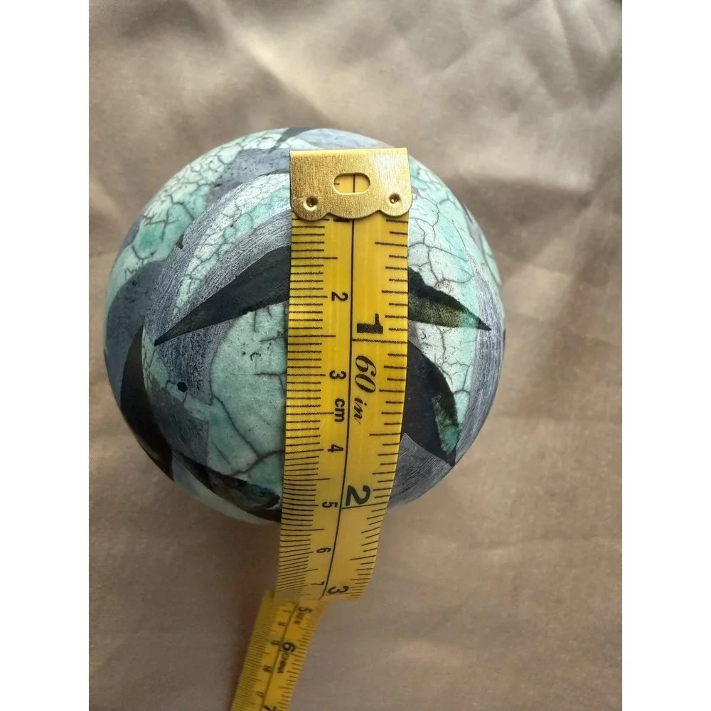 Lynn Dee Studio Pottery Raku Lidded Jar Green Grey Abstract Leaf Signed Art Ware